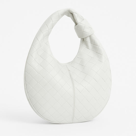 Kumsal Allure Luna Siyah Örgü Desenli Deri Hobo Çanta – Fermuarlı Lüks Tasarım